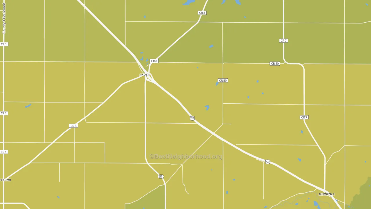 Map of the best neighborhoods in the Hader area, with better matches in green and worse matches in red