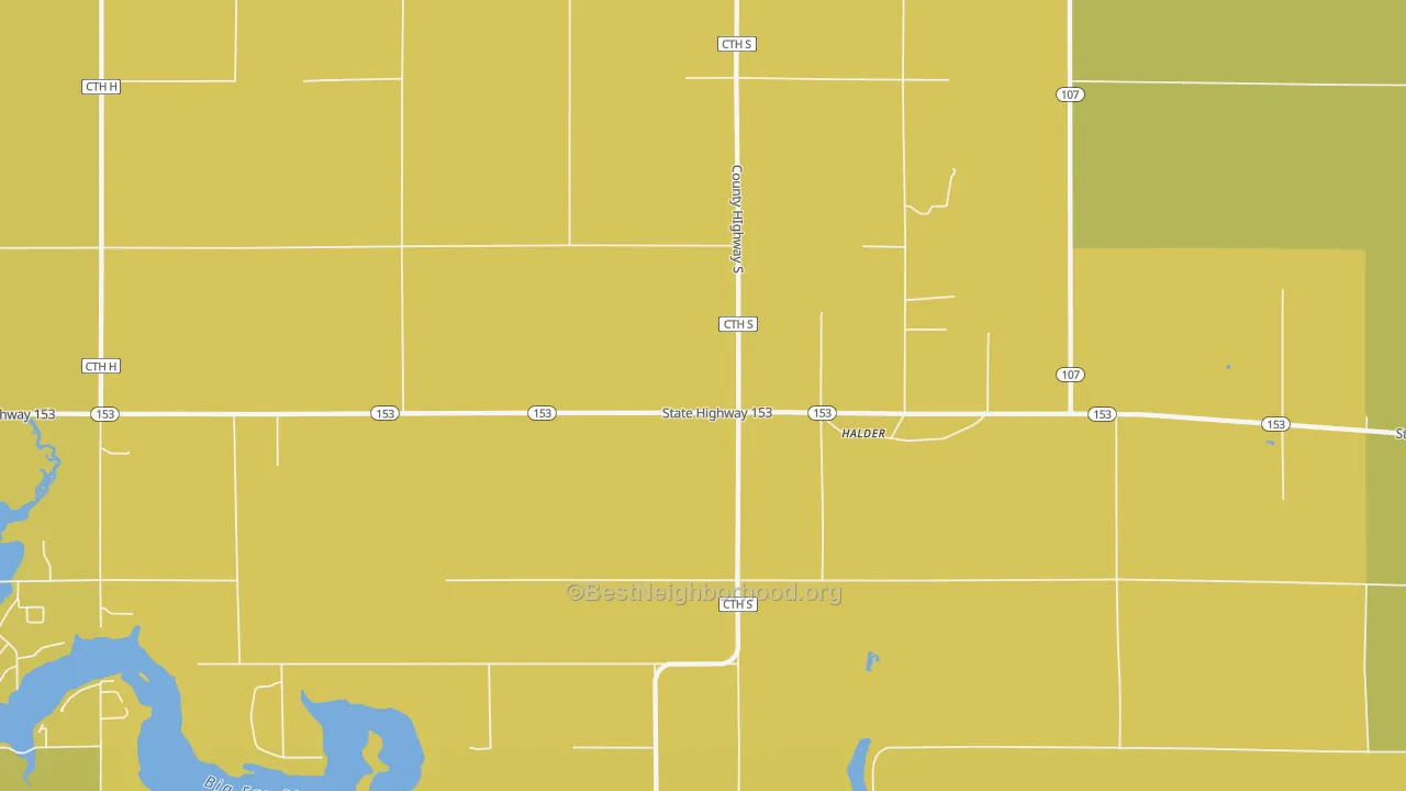 Map of the best neighborhoods in the Halder area, with better matches in green and worse matches in red