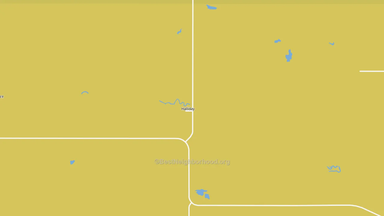 Map of the best neighborhoods in the Halliday area, with better matches in green and worse matches in red
