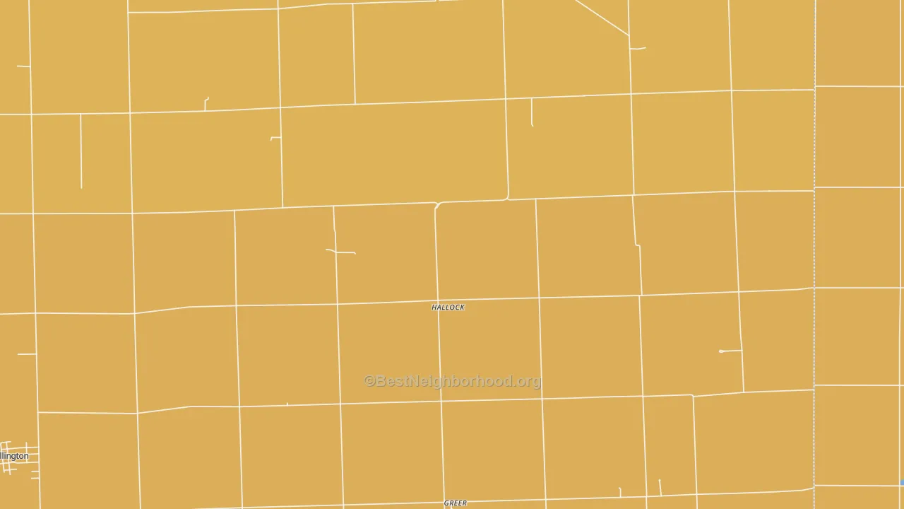 Map of the best neighborhoods in the Hallock area, with better matches in green and worse matches in red