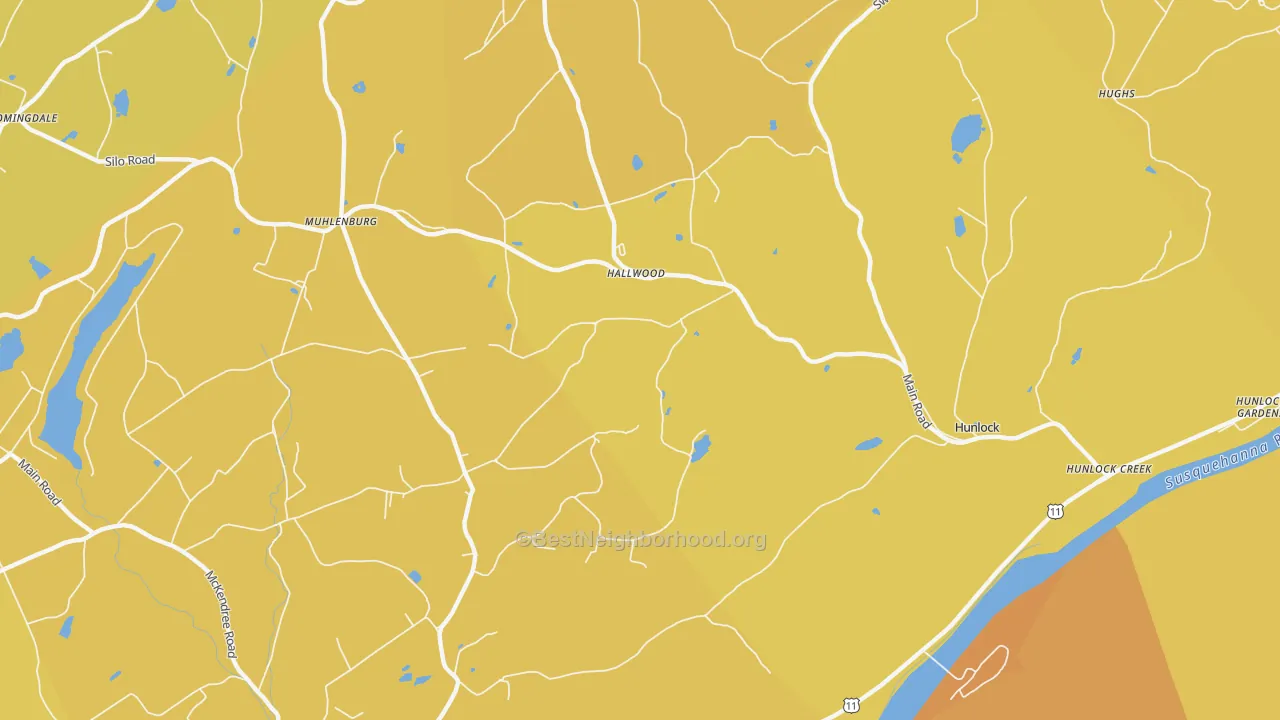 Map of the best neighborhoods in the Hallwood area, with better matches in green and worse matches in red