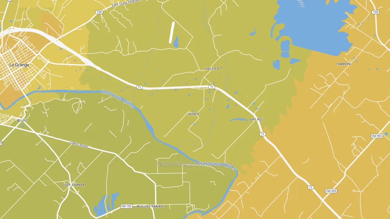 Map of the best neighborhoods in the Halsted area, with better matches in green and worse matches in red