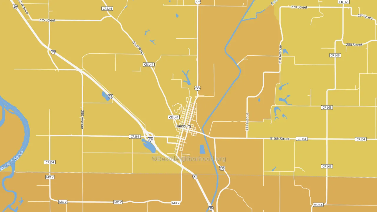 Map of the best neighborhoods in the Hamburg area, with better matches in green and worse matches in red