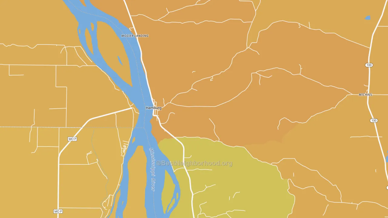 Map of the best neighborhoods in the Hamburg area, with better matches in green and worse matches in red
