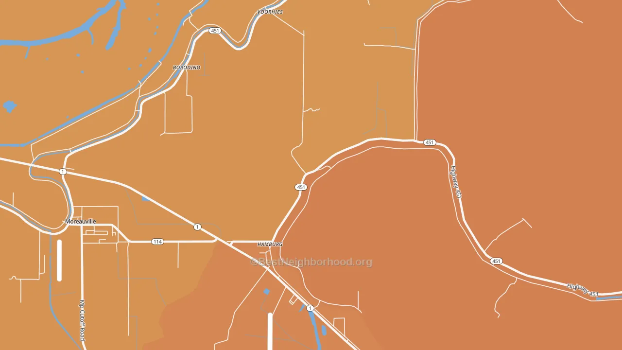 Map of the best neighborhoods in the Hamburg area, with better matches in green and worse matches in red