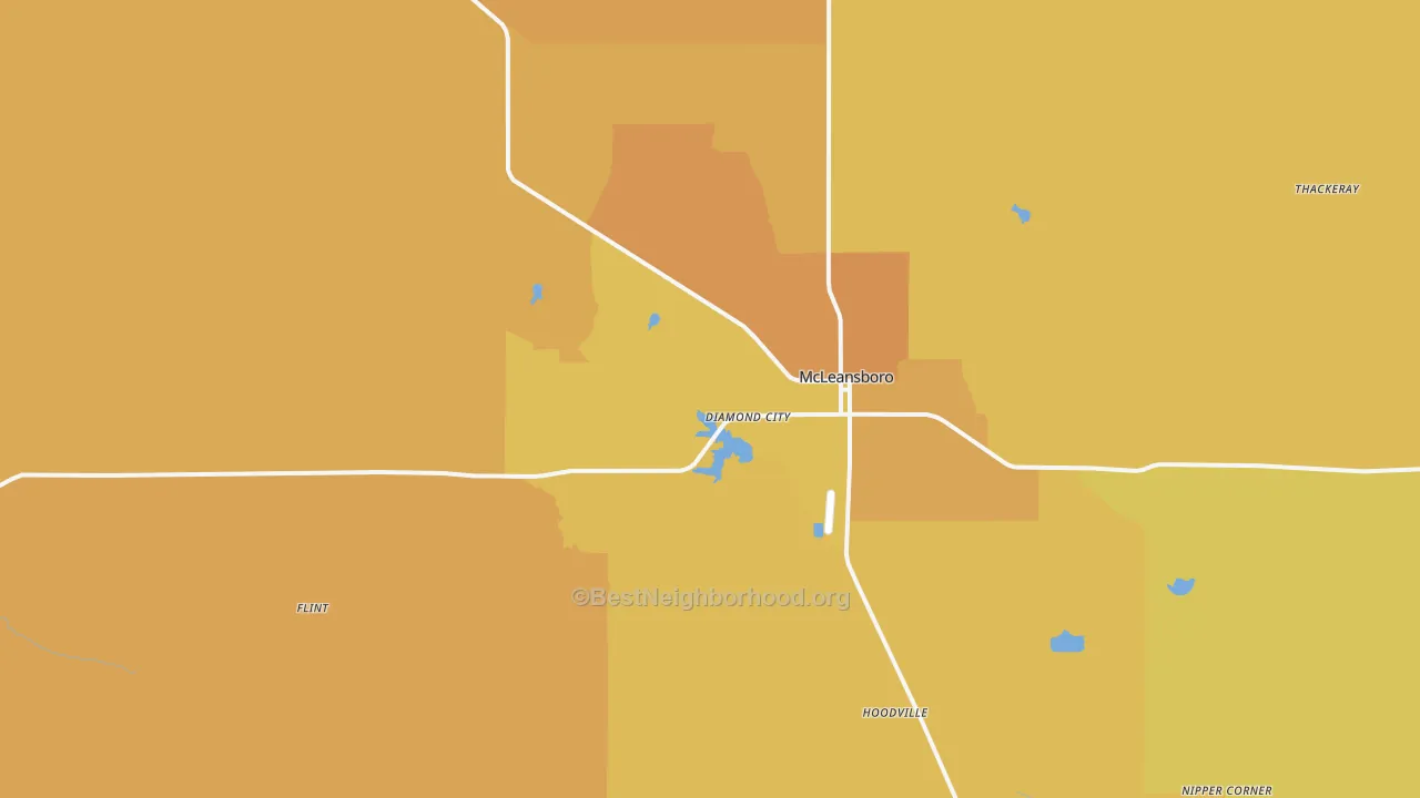Map of the best neighborhoods in the Hamilton County area, with better matches in green and worse matches in red