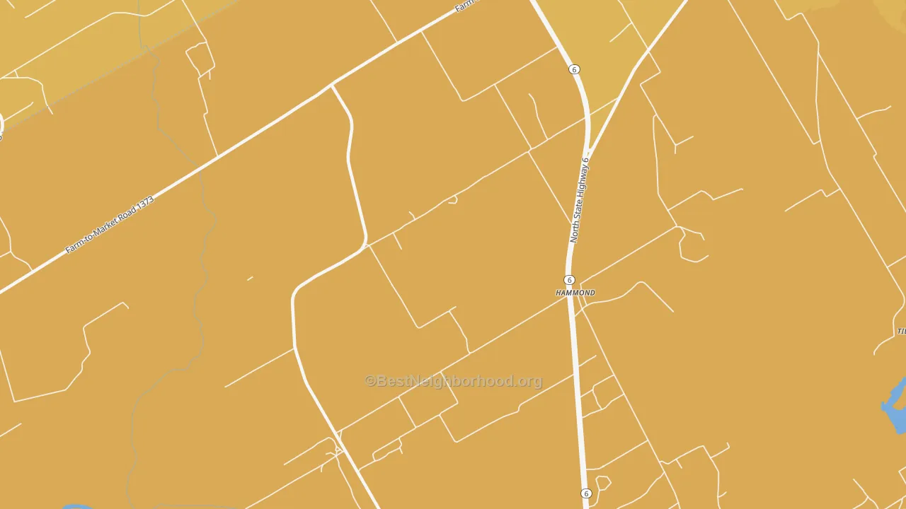 Map of the best neighborhoods in the Hammond area, with better matches in green and worse matches in red