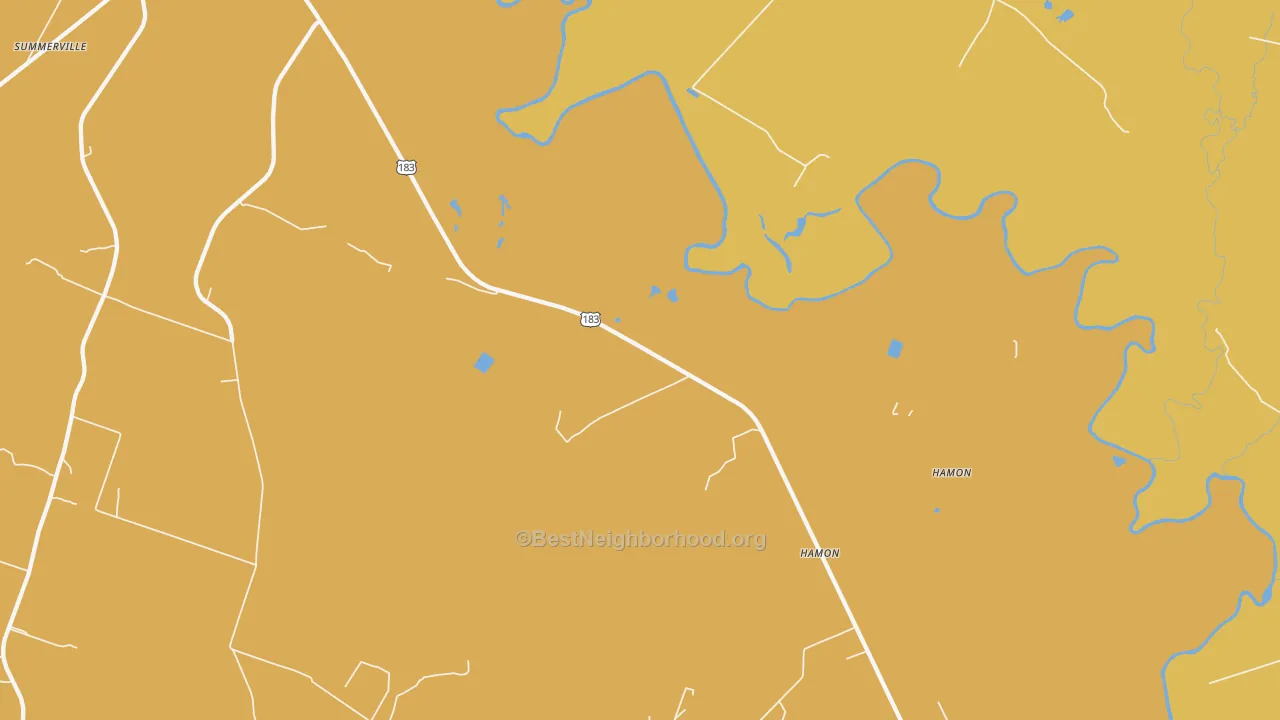 Map of the best neighborhoods in the Hamon area, with better matches in green and worse matches in red