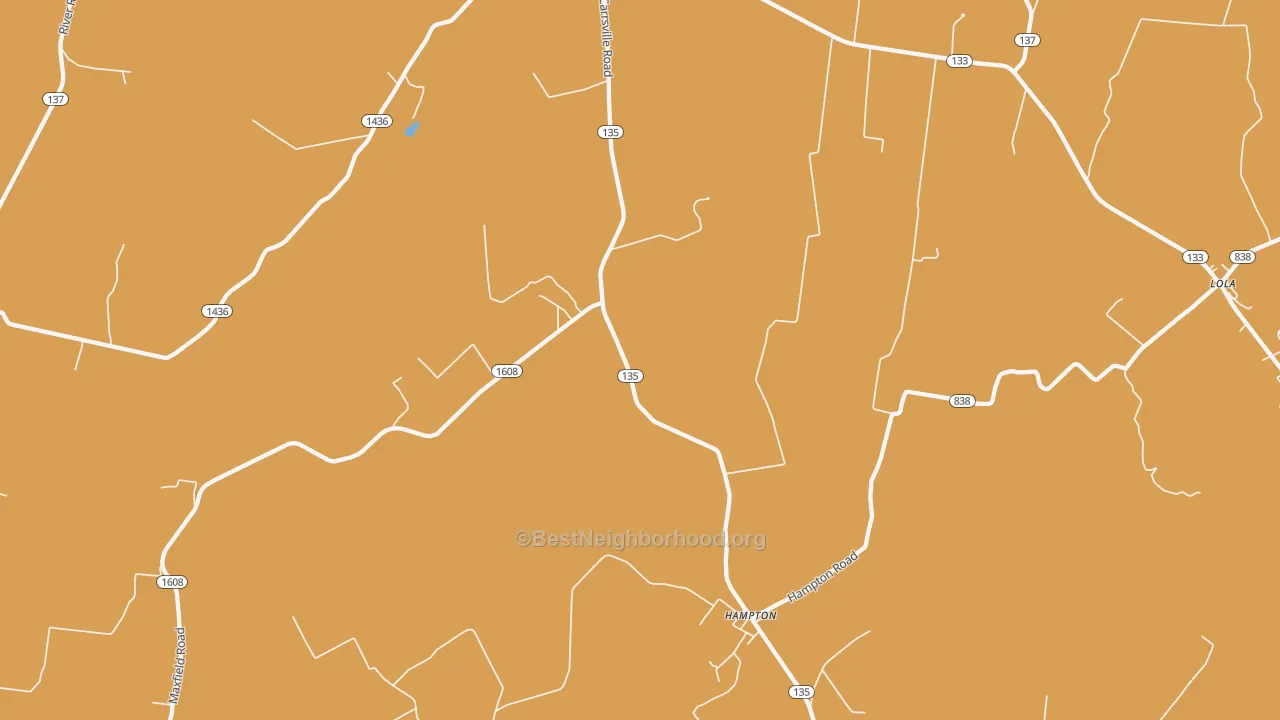 Map of the best neighborhoods in the Hampton area, with better matches in green and worse matches in red