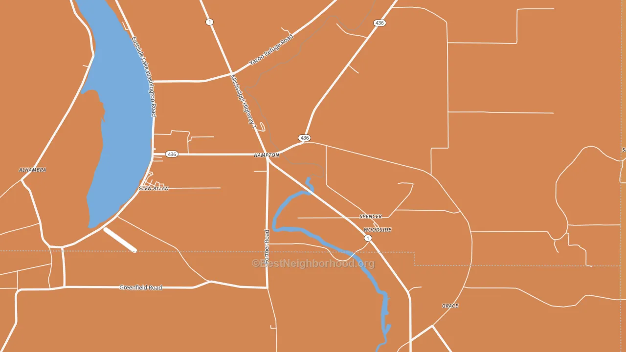 Map of the best neighborhoods in the Hampton area, with better matches in green and worse matches in red