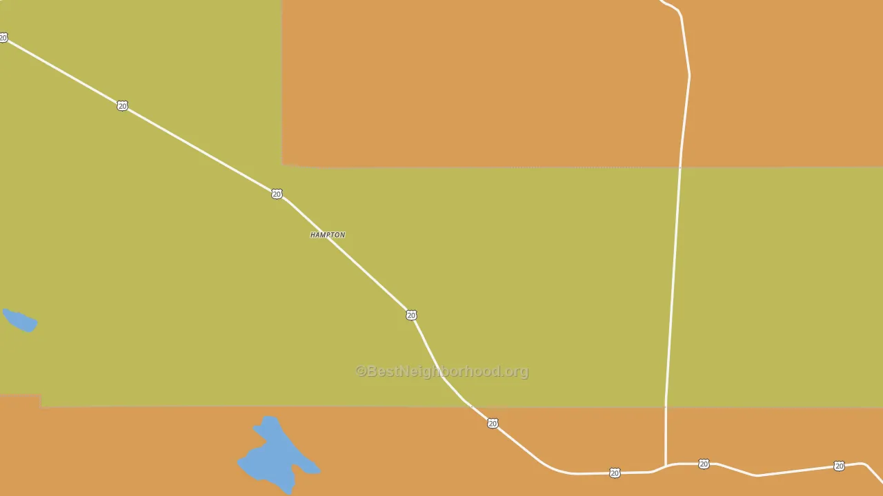 Map of the best neighborhoods in the Hampton area, with better matches in green and worse matches in red