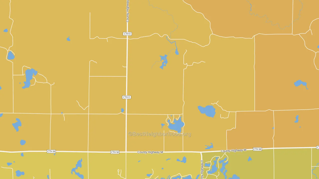 Map of the best neighborhoods in the Hannibal area, with better matches in green and worse matches in red