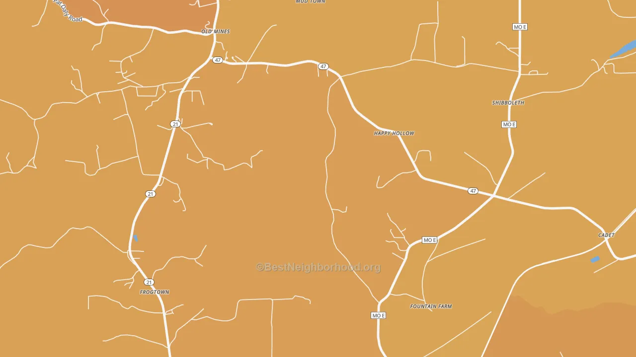 Map of the best neighborhoods in the Happy Hollow area, with better matches in green and worse matches in red