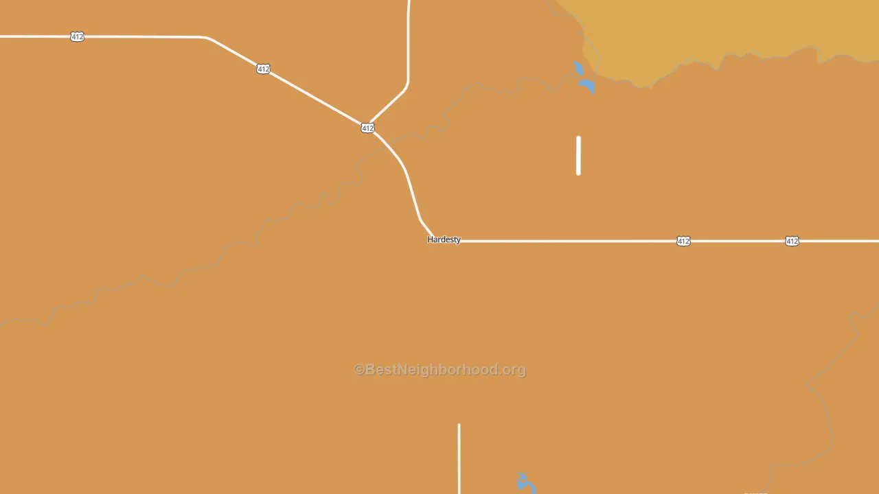 Map of the best neighborhoods in the Hardesty area, with better matches in green and worse matches in red