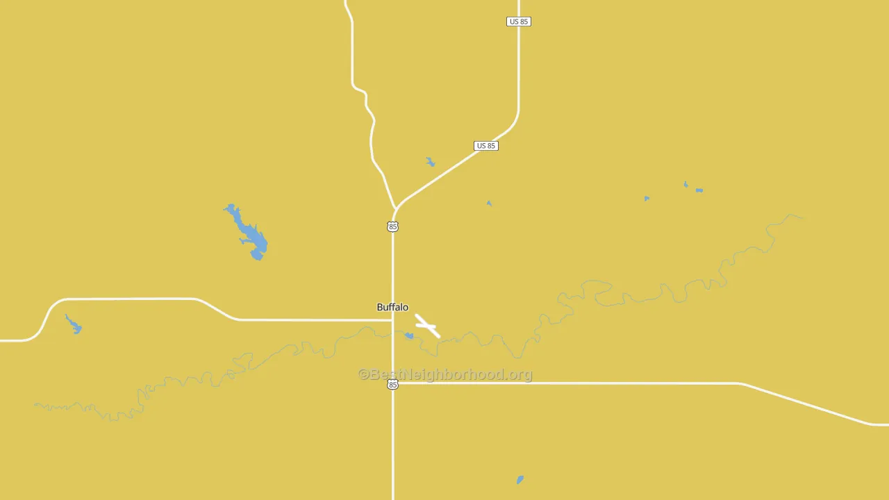 Map of the best neighborhoods in the Harding County area, with better matches in green and worse matches in red
