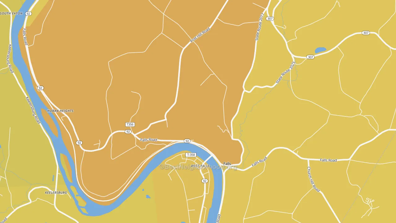 Map of the best neighborhoods in the Harding area, with better matches in green and worse matches in red