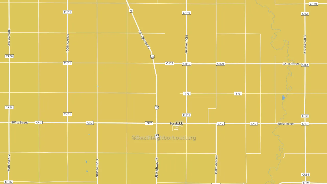 Map of the best neighborhoods in the Hardwick area, with better matches in green and worse matches in red