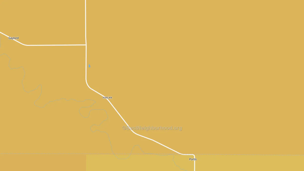 Map of the best neighborhoods in the Harlan area, with better matches in green and worse matches in red