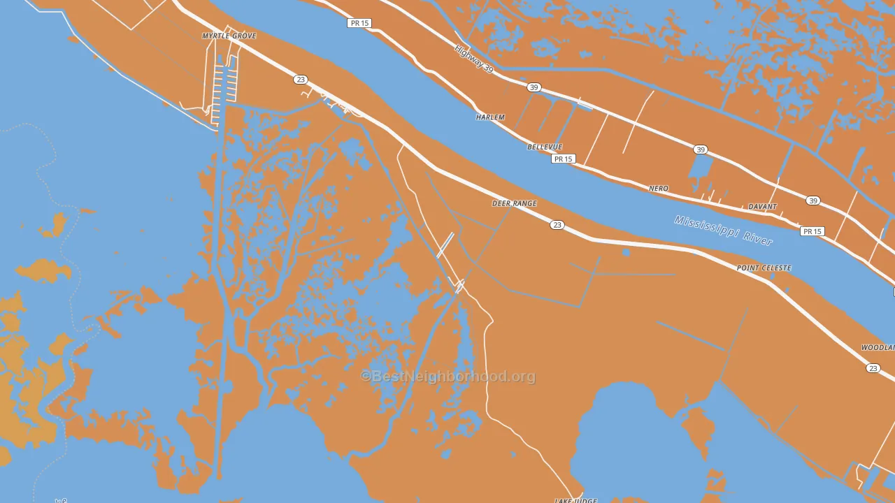Map of the best neighborhoods in the Harlem area, with better matches in green and worse matches in red