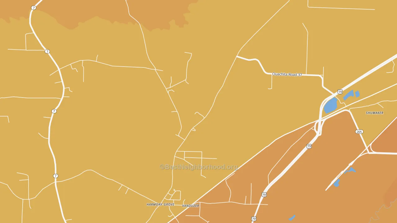 Map of the best neighborhoods in the Harmony Grove area, with better matches in green and worse matches in red