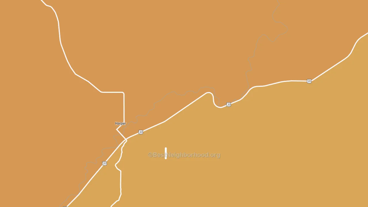Map of the best neighborhoods in the Harper area, with better matches in green and worse matches in red