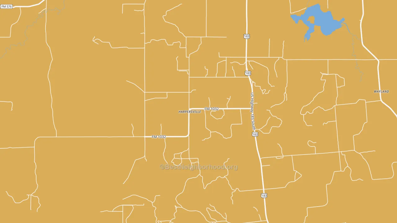 Map of the best neighborhoods in the Harpersville area, with better matches in green and worse matches in red