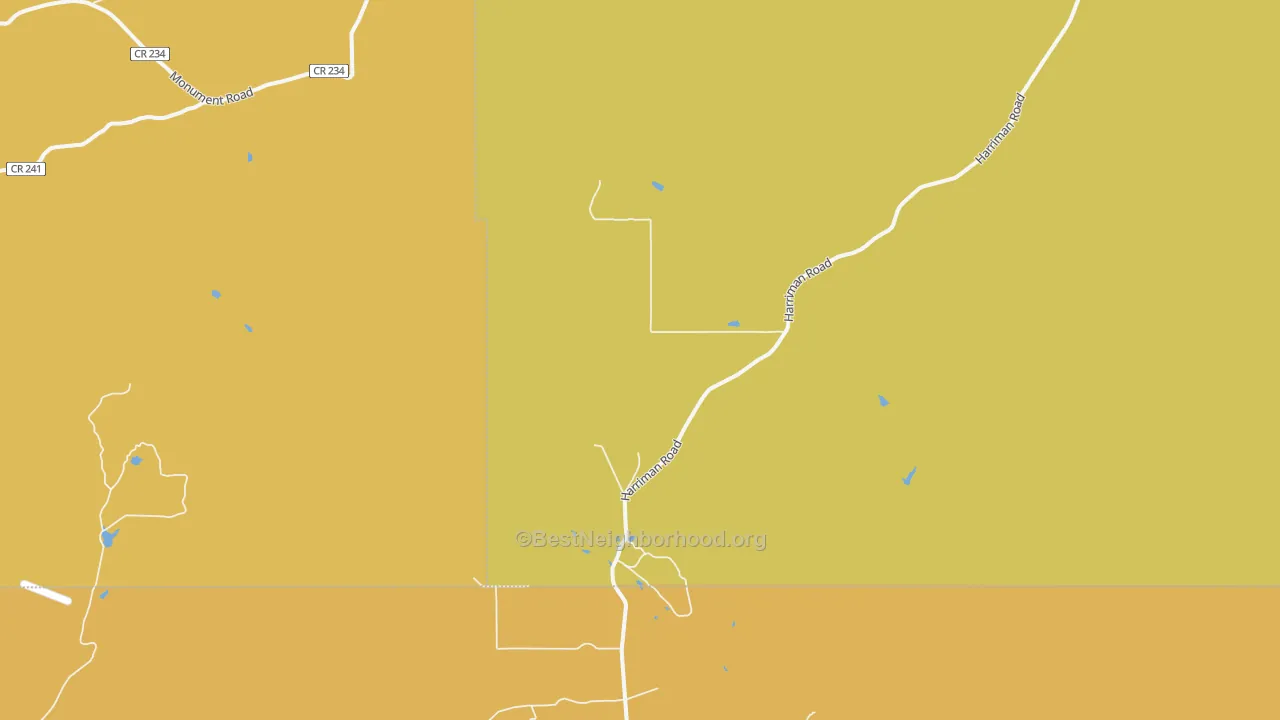 Map of the best neighborhoods in the Harriman area, with better matches in green and worse matches in red