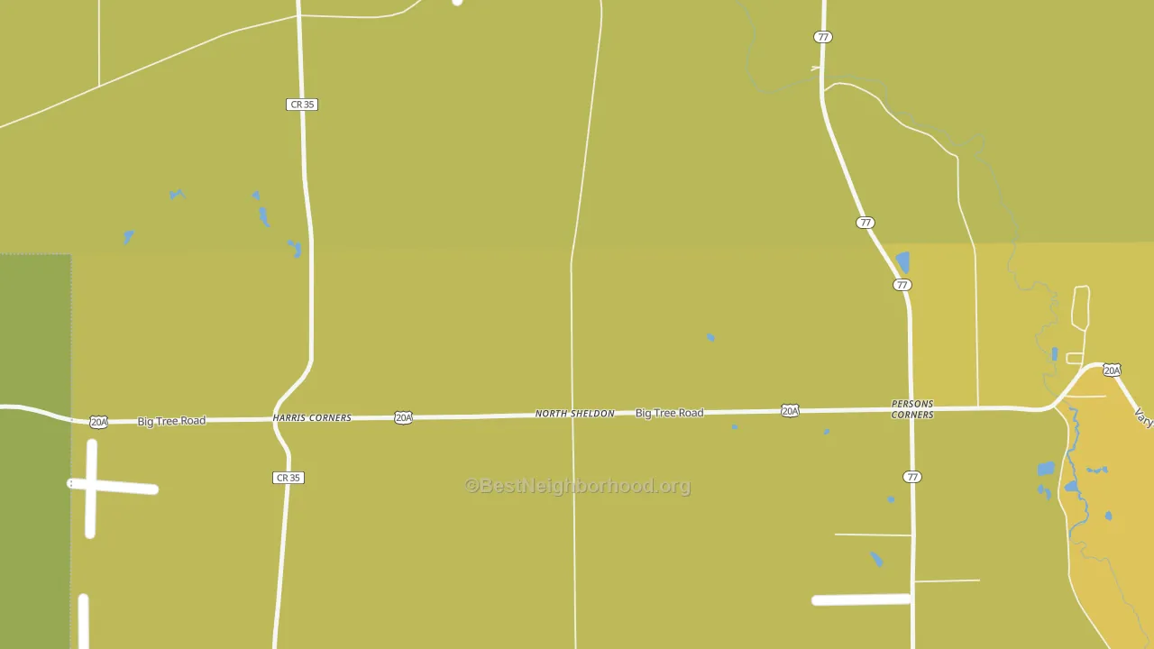 Map of the best neighborhoods in the Harris Corners area, with better matches in green and worse matches in red