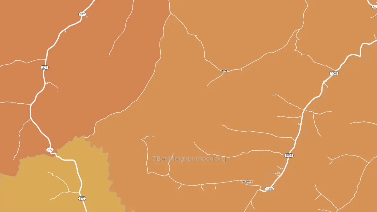 Map of the best neighborhoods in the Harris area, with better matches in green and worse matches in red