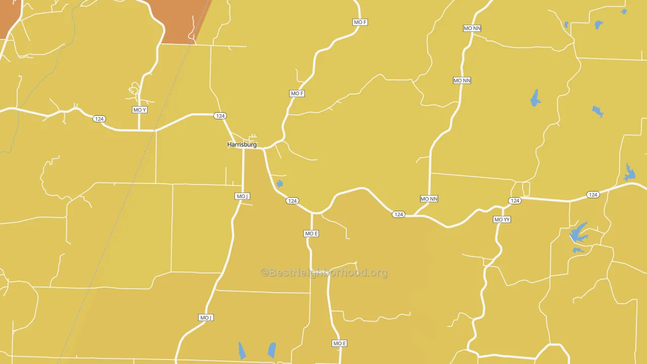 Map of the best neighborhoods in the Harrisburg area, with better matches in green and worse matches in red