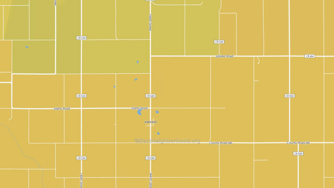 Map of the best neighborhoods in the Harvard area, with better matches in green and worse matches in red