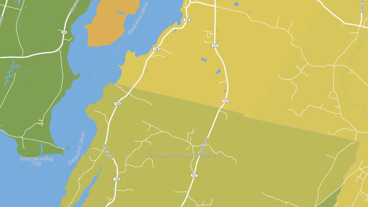 Map of the best neighborhoods in the Hatchs Corner area, with better matches in green and worse matches in red