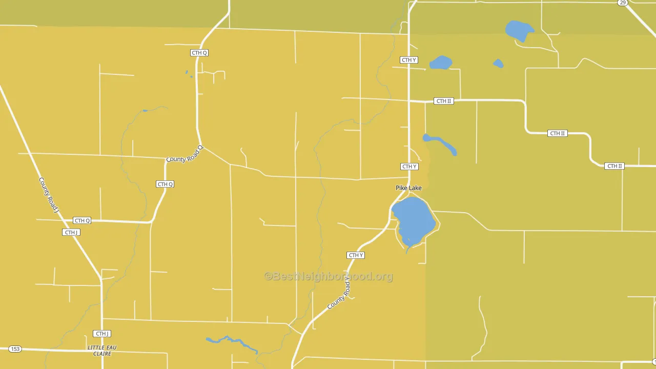 Map of the best neighborhoods in the Hatley area, with better matches in green and worse matches in red