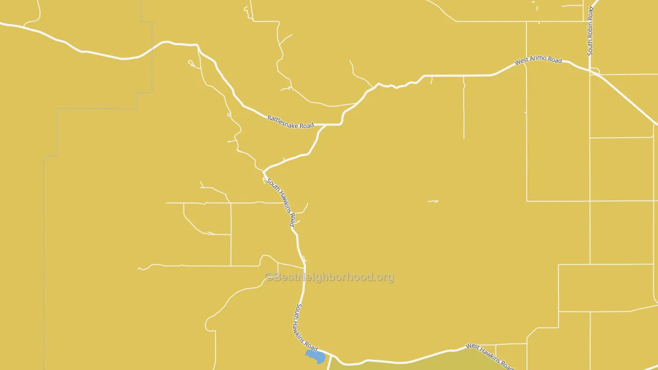 Map of the best neighborhoods in the Hawkins area, with better matches in green and worse matches in red