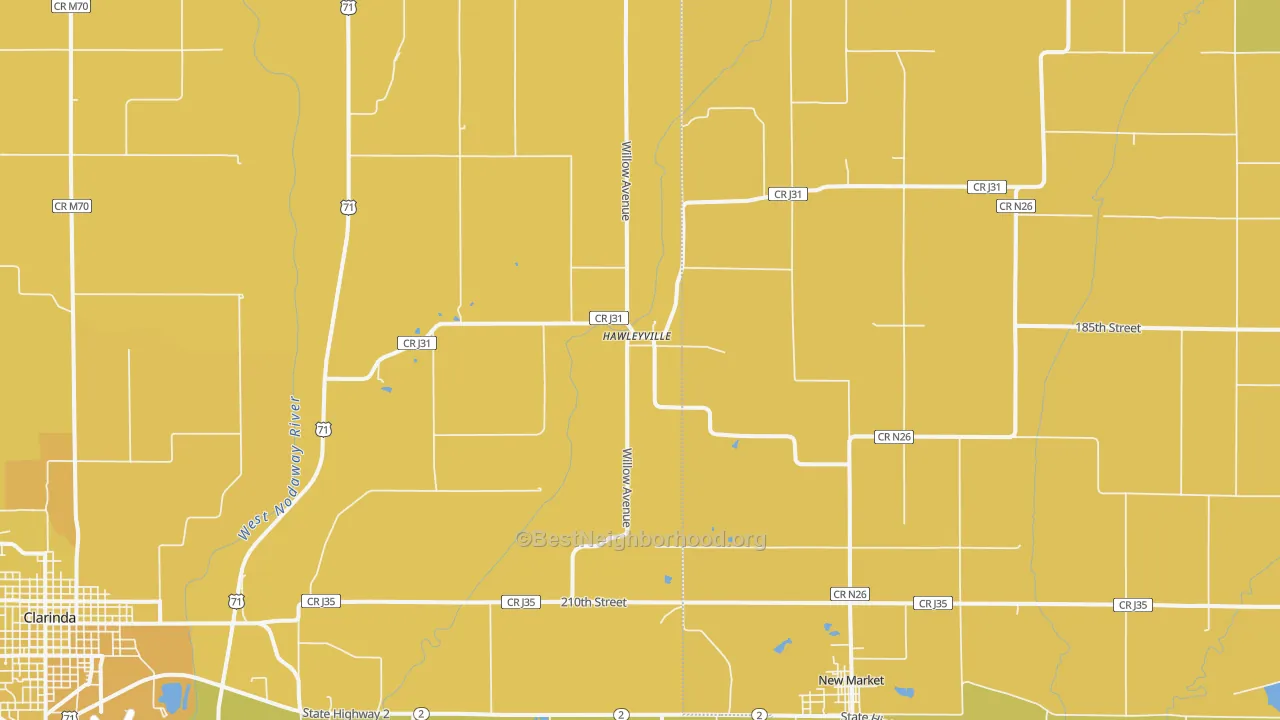 Map of the best neighborhoods in the Hawleyville area, with better matches in green and worse matches in red