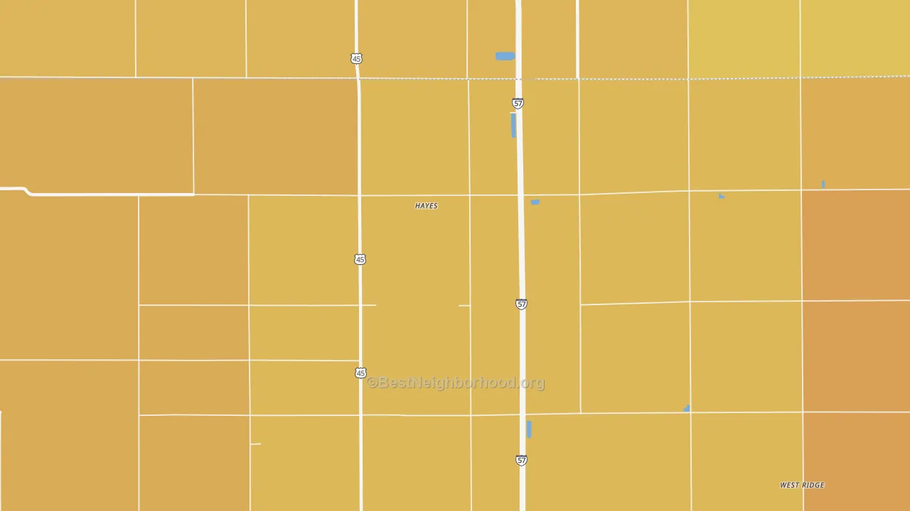 Map of the best neighborhoods in the Hayes area, with better matches in green and worse matches in red