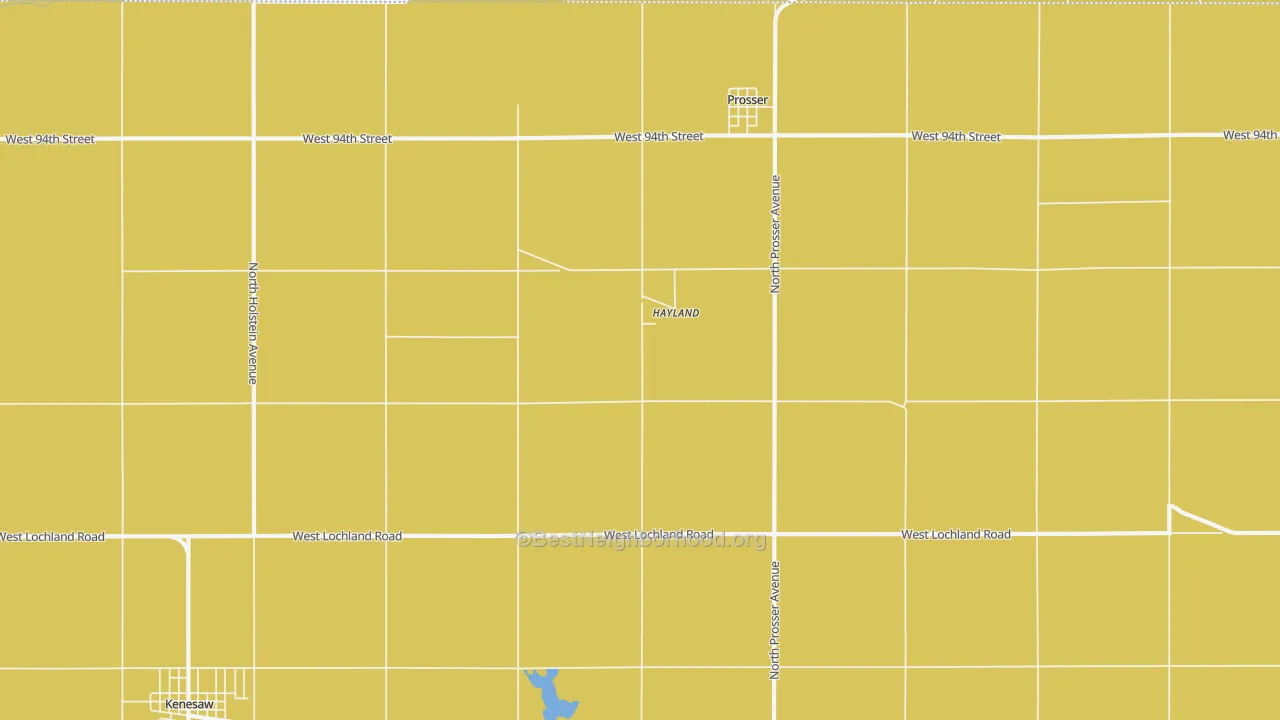 Map of the best neighborhoods in the Hayland area, with better matches in green and worse matches in red