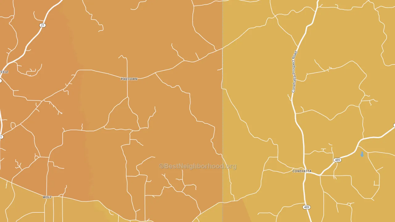 Map of the best neighborhoods in the Hays area, with better matches in green and worse matches in red