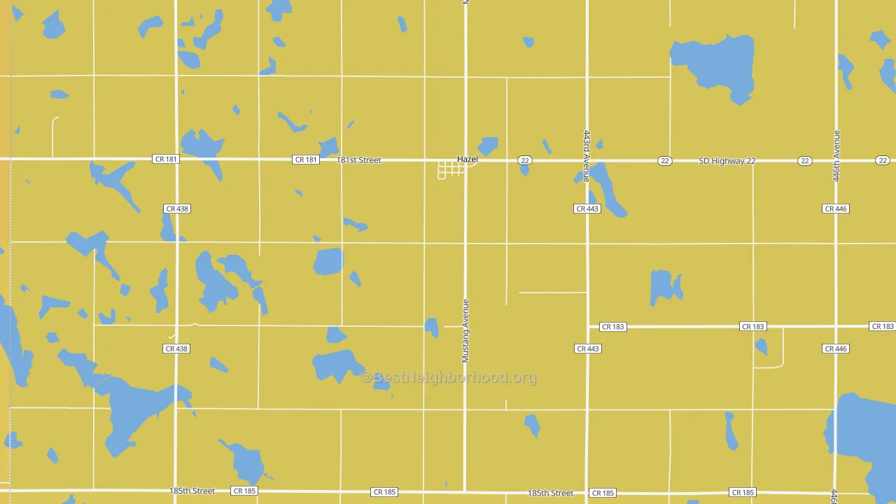 Map of the best neighborhoods in the Hazel area, with better matches in green and worse matches in red