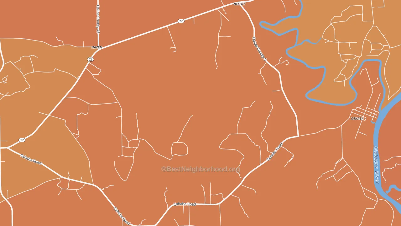 Map of the best neighborhoods in the Hazen area, with better matches in green and worse matches in red