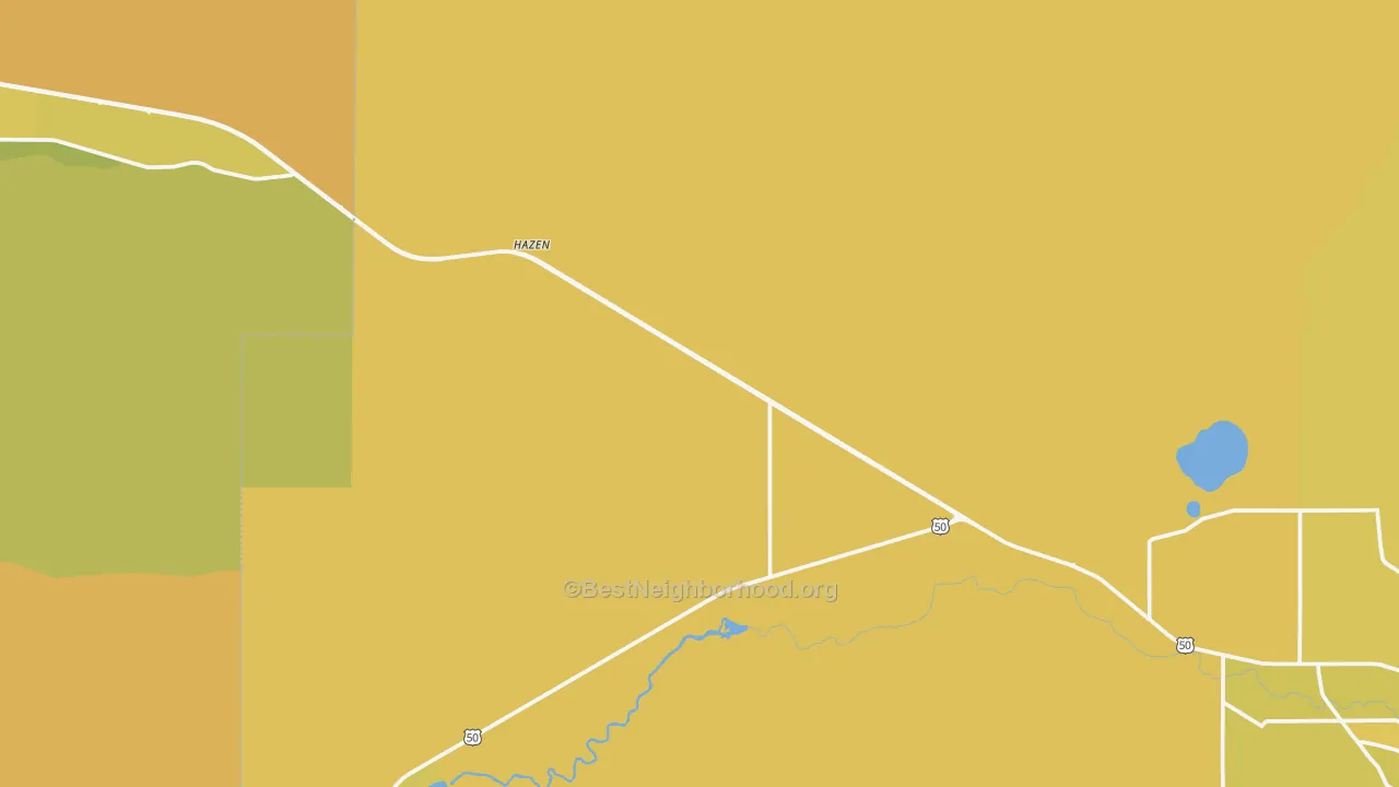 Map of the best neighborhoods in the Hazen area, with better matches in green and worse matches in red