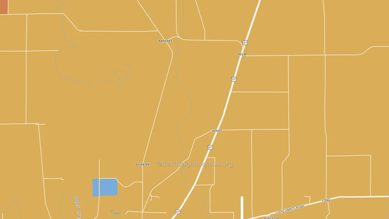 Map of the best neighborhoods in the Heads area, with better matches in green and worse matches in red