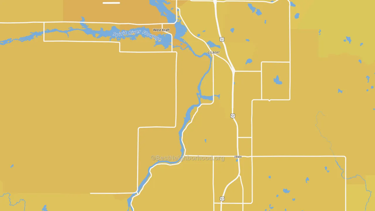 Map of the best neighborhoods in the Heafford Junction area, with better matches in green and worse matches in red