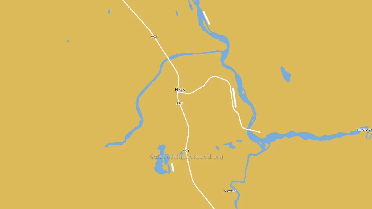 Map of the best neighborhoods in the Healy area, with better matches in green and worse matches in red