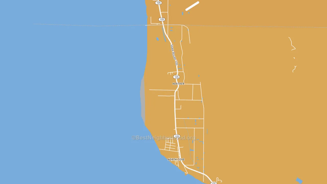 Map of the best neighborhoods in the Heather area, with better matches in green and worse matches in red