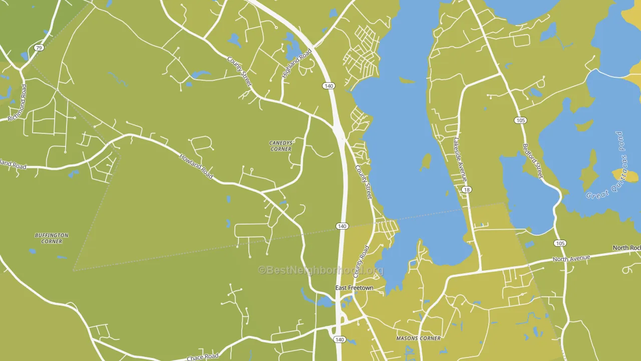 Map of the best neighborhoods in the Heaven Heights area, with better matches in green and worse matches in red