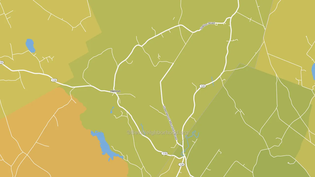Map of the best neighborhoods in the Hebron area, with better matches in green and worse matches in red