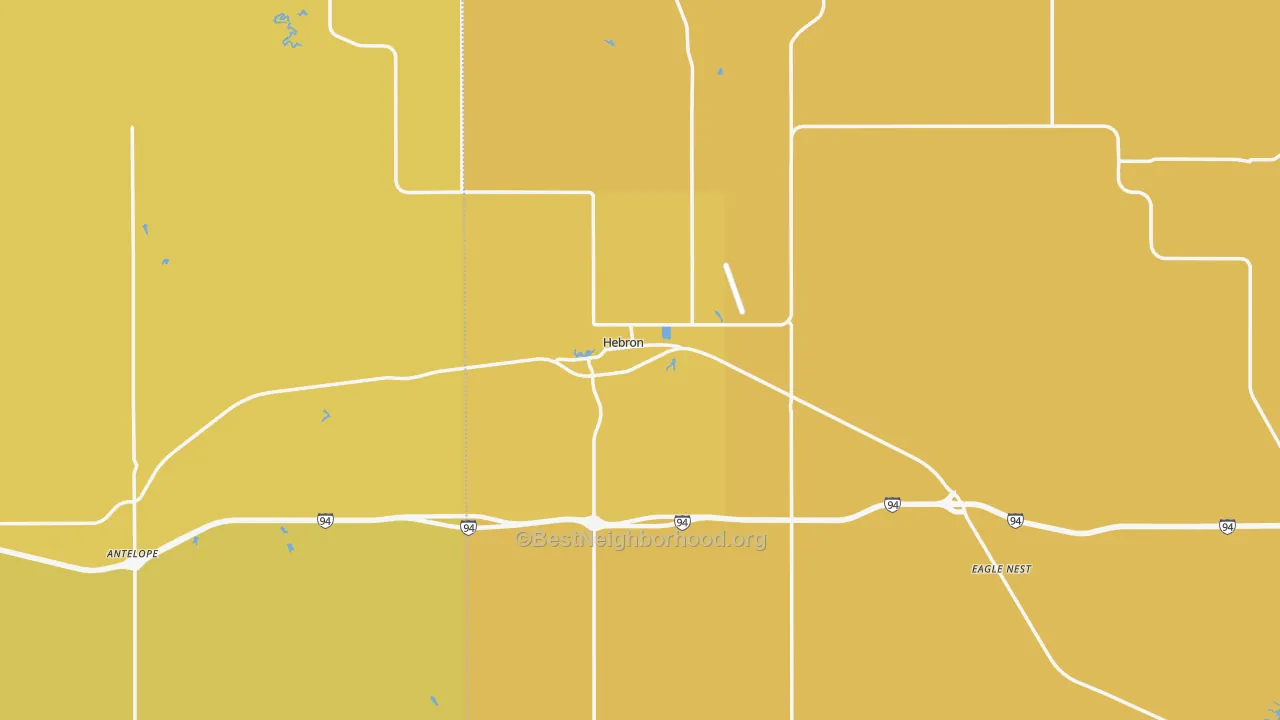 Map of the best neighborhoods in the Hebron area, with better matches in green and worse matches in red