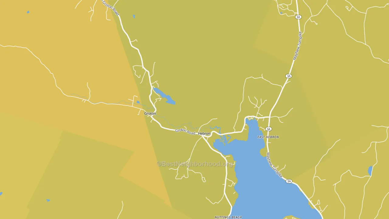 Map of the best neighborhoods in the Hebron area, with better matches in green and worse matches in red