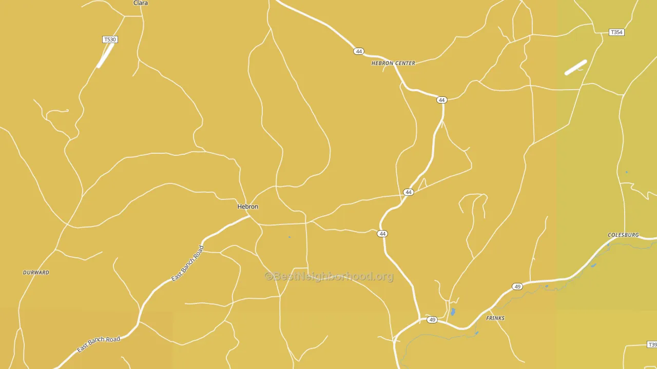 Map of the best neighborhoods in the Hebron area, with better matches in green and worse matches in red